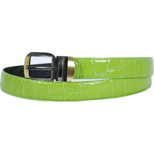 Serpi Lime Green Alligator Print Genuine Leather Belt GB-127
